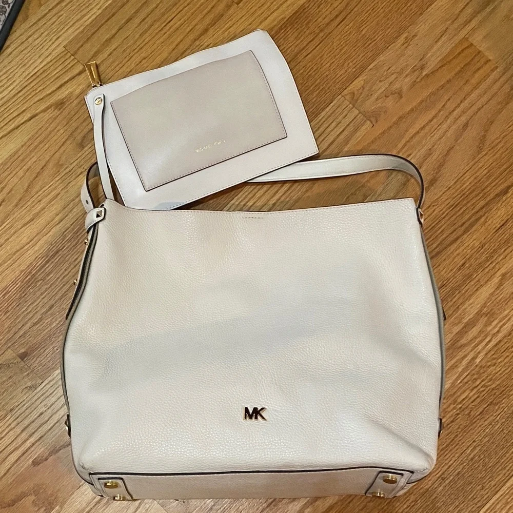 Michael Kors White and Tan Hobo Bag Set